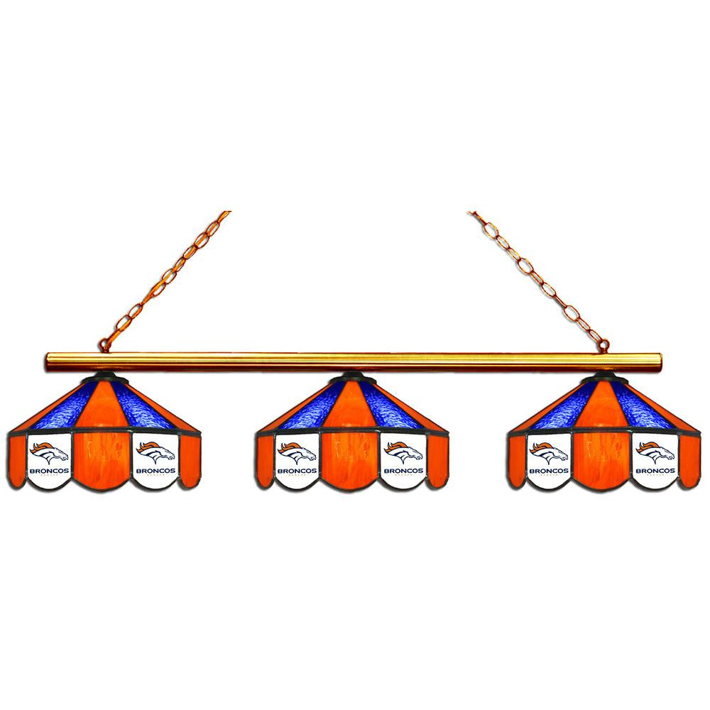 Denver Broncos NFL 3 Shade Billiards Stained Glass Lamp