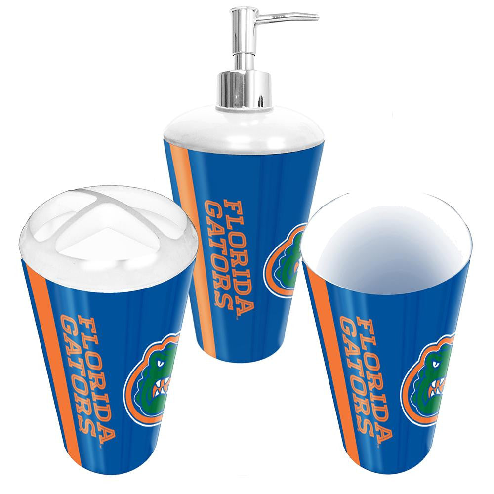 Florida Gators NCAA Bath Tumbler, Toothbrush Holder & Soap Pump (3pc Set)
