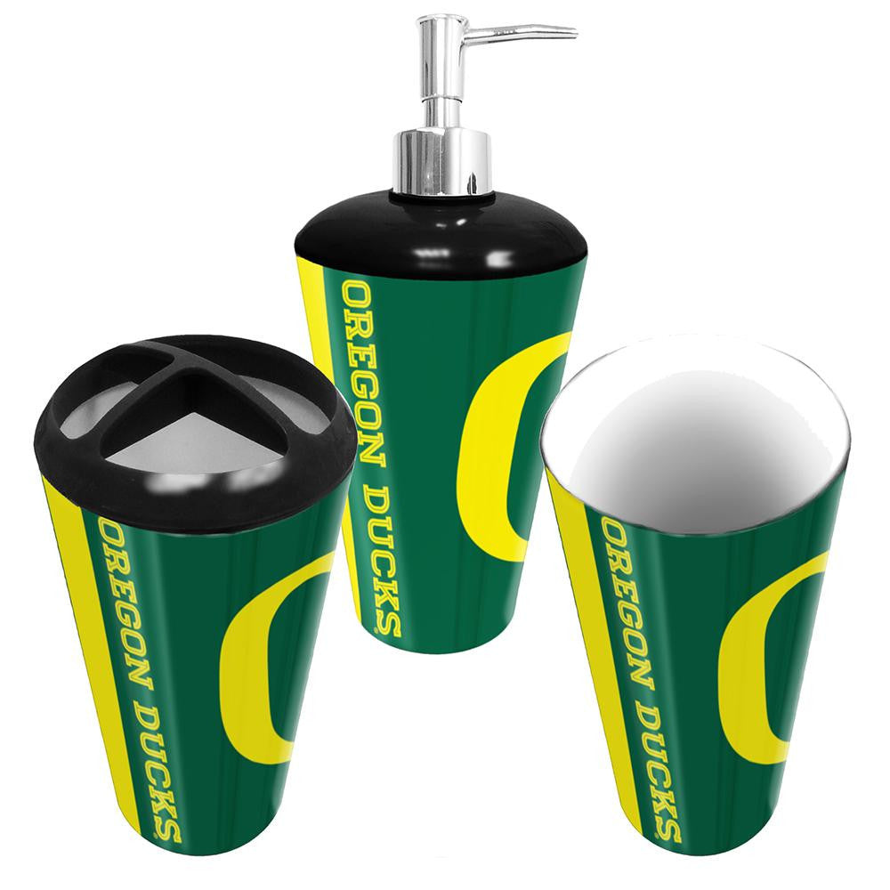 Oregon Ducks NCAA Bath Tumbler, Toothbrush Holder & Soap Pump (3pc Set)