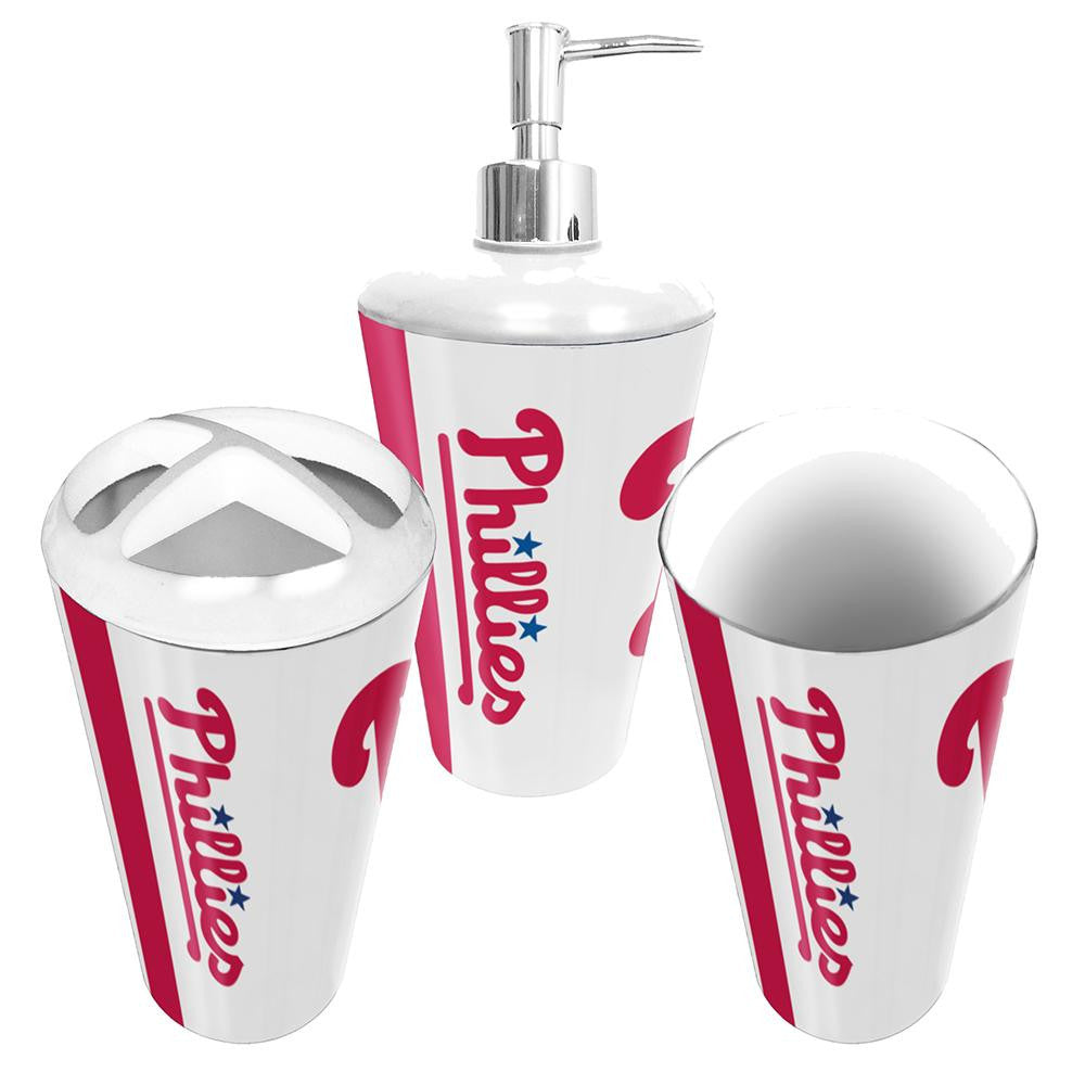 Philadelphia Phillies MLB Bath Tumbler, Toothbrush Holder & Soap Pump (3pc Set)