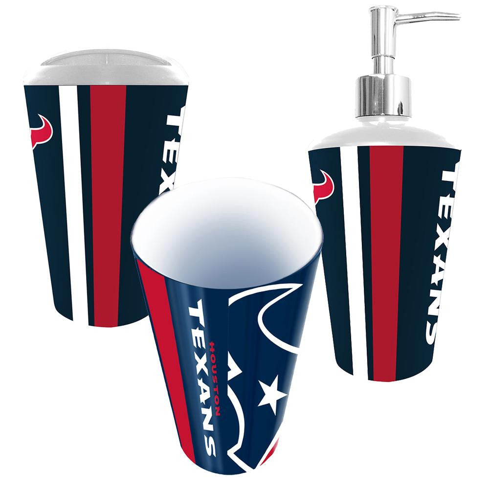 Houston Texans NFL Bath Tumbler, Toothbrush Holder & Soap Pump (3pc Set)