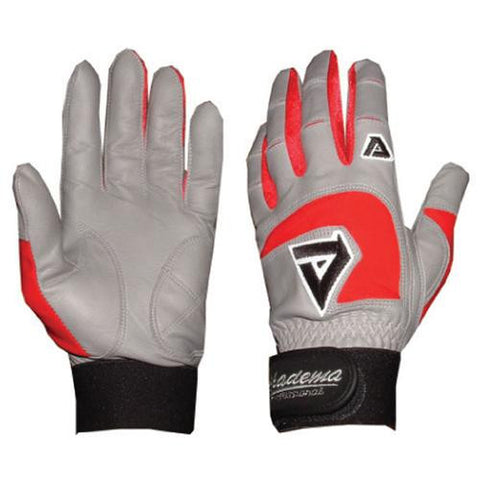 Adult Gray Batting Gloves (Red) (2X Large)