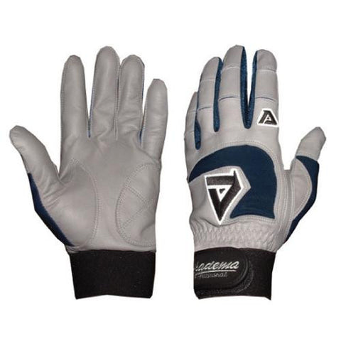 Adult Gray Batting Gloves (Navy) (Medium)