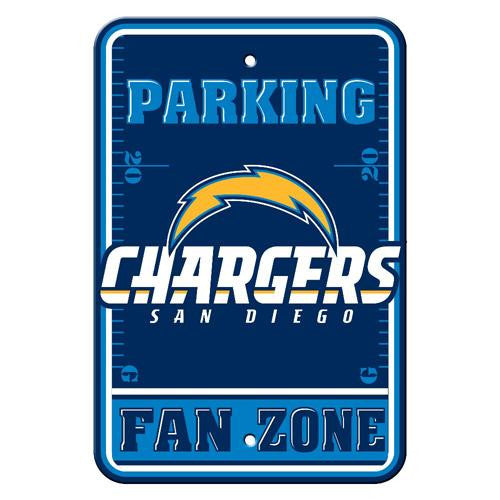 San Diego Chargers NFL Plastic Parking Sign (Fan Zone) (12 x 18)