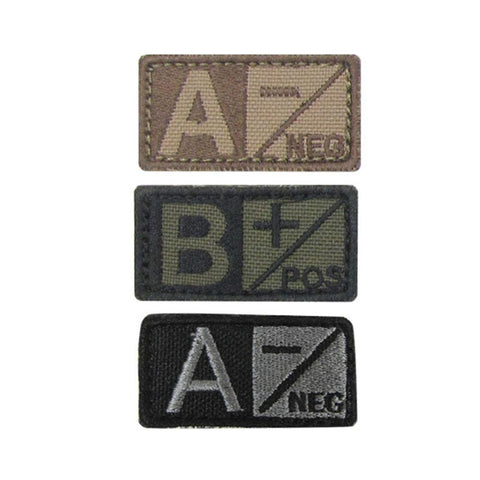 B Blood Type Patch Negative (6 Pack) Color- OD Green-Black