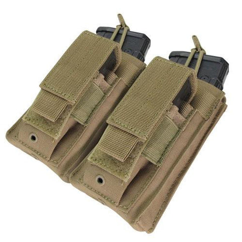 Double Kangaroo Magazine Pouch holds (2) M4-M16 Mag, (2) Pistol Mag - Color: Tan