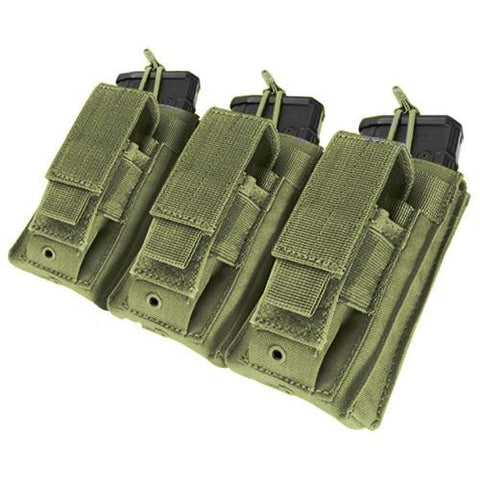 Triple Kangaroo Magazine Pouch holds (3) M4-M16 Mag, (3) Pistol Mag - Color: OD Green