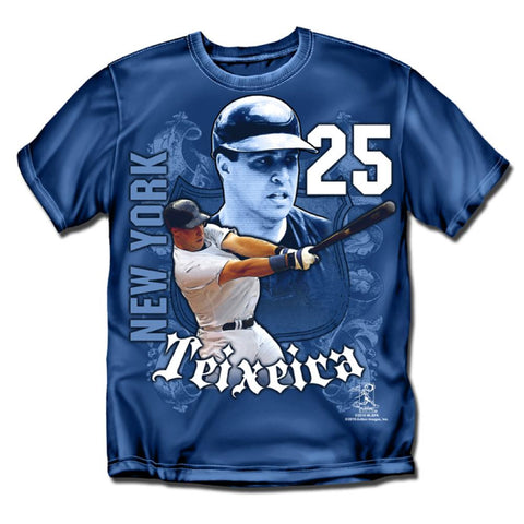 New York Yankees MLB Mark Teixeira #25 Players Shield Mens Tee (Navy) (2X Large)