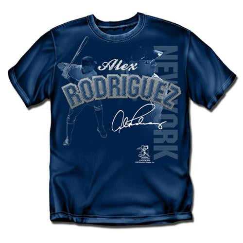 New York Yankees MLB Alex Rodriguez Players Stitch Boys Tee (Navy)