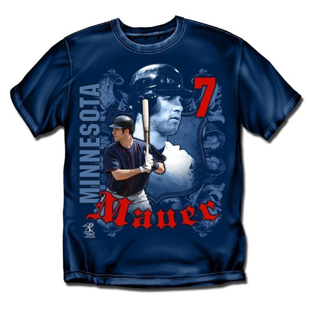 Minnesota Twins MLB Joe Mauer #7 Players Shield Mens Tee (Navy)