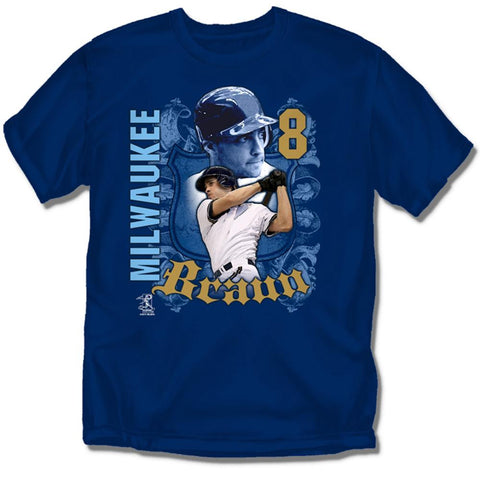 Milwaukee Brewers MLB Ryan Braun #8 Players Shield Mens Tee (Navy)