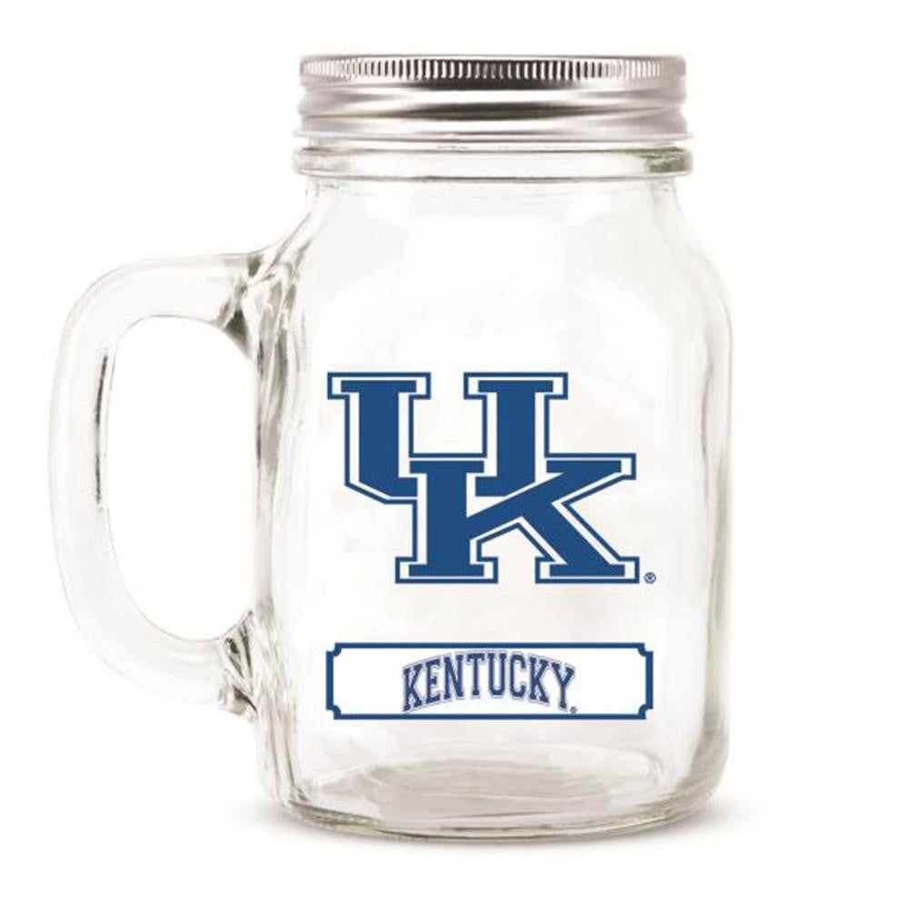 Kentucky Wildcats NCAA Mason Jar Glass With Lid