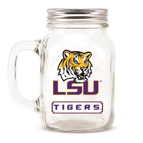 LSU Tigers NCAA Mason Jar Glass With Lid