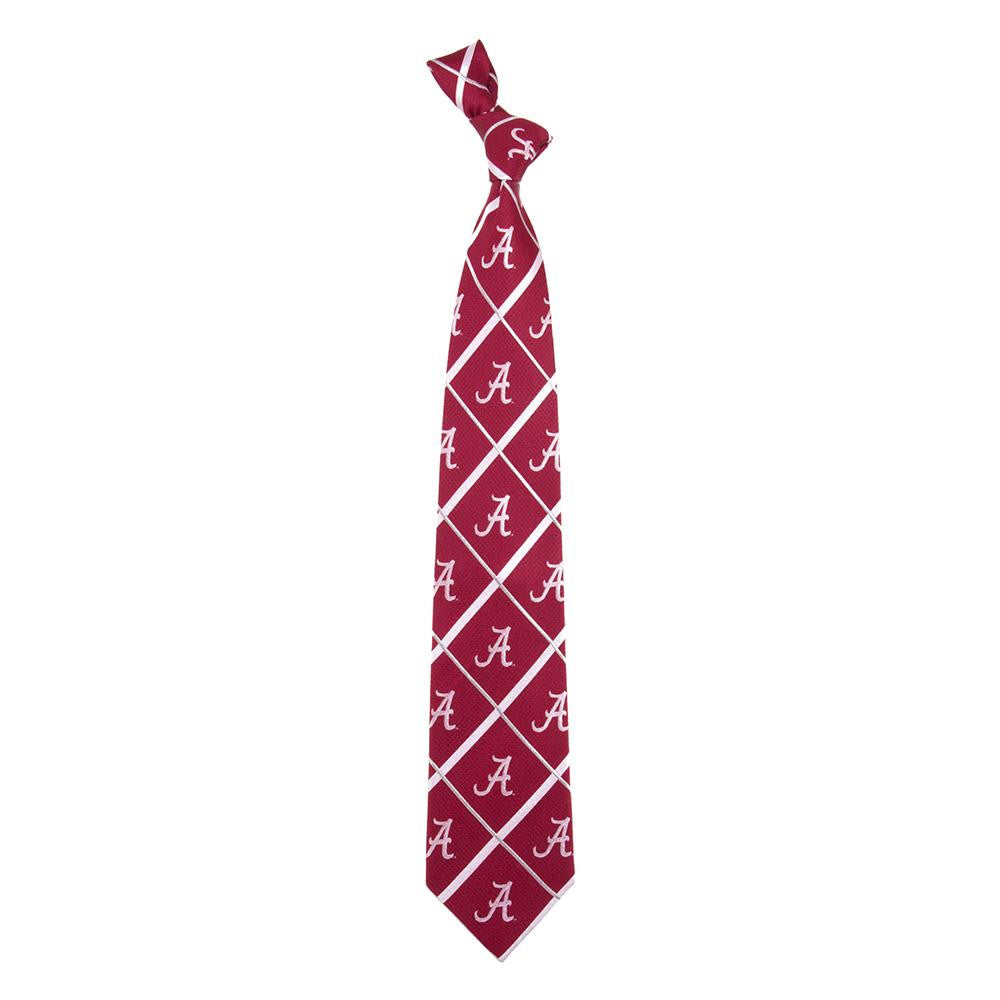 Alabama Crimson Tide NCAA Silver Line Woven Silk Mens Tie