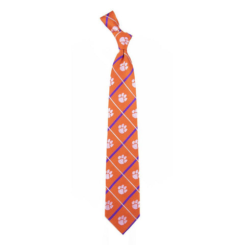 Clemson Tigers NCAA Silver Line Woven Silk Mens Tie