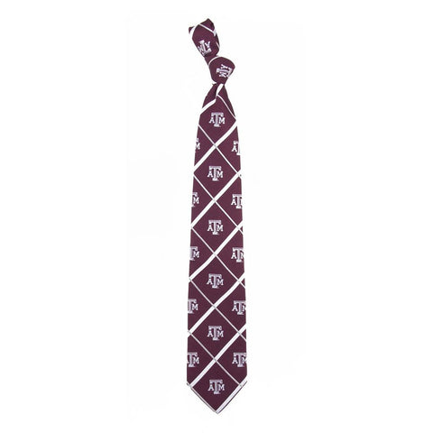 Texas A&M Aggies NCAA Silver Line Woven Silk Mens Tie