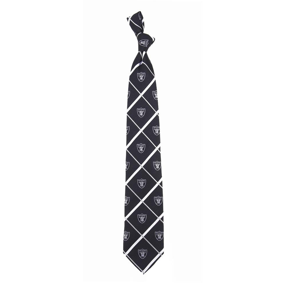 Oakland Raiders NFL Silver Line Woven Silk Mens Tie