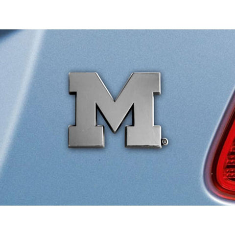 Michigan Wolverines NCAA Chrome Car Emblem (2.3in x 3.7in)