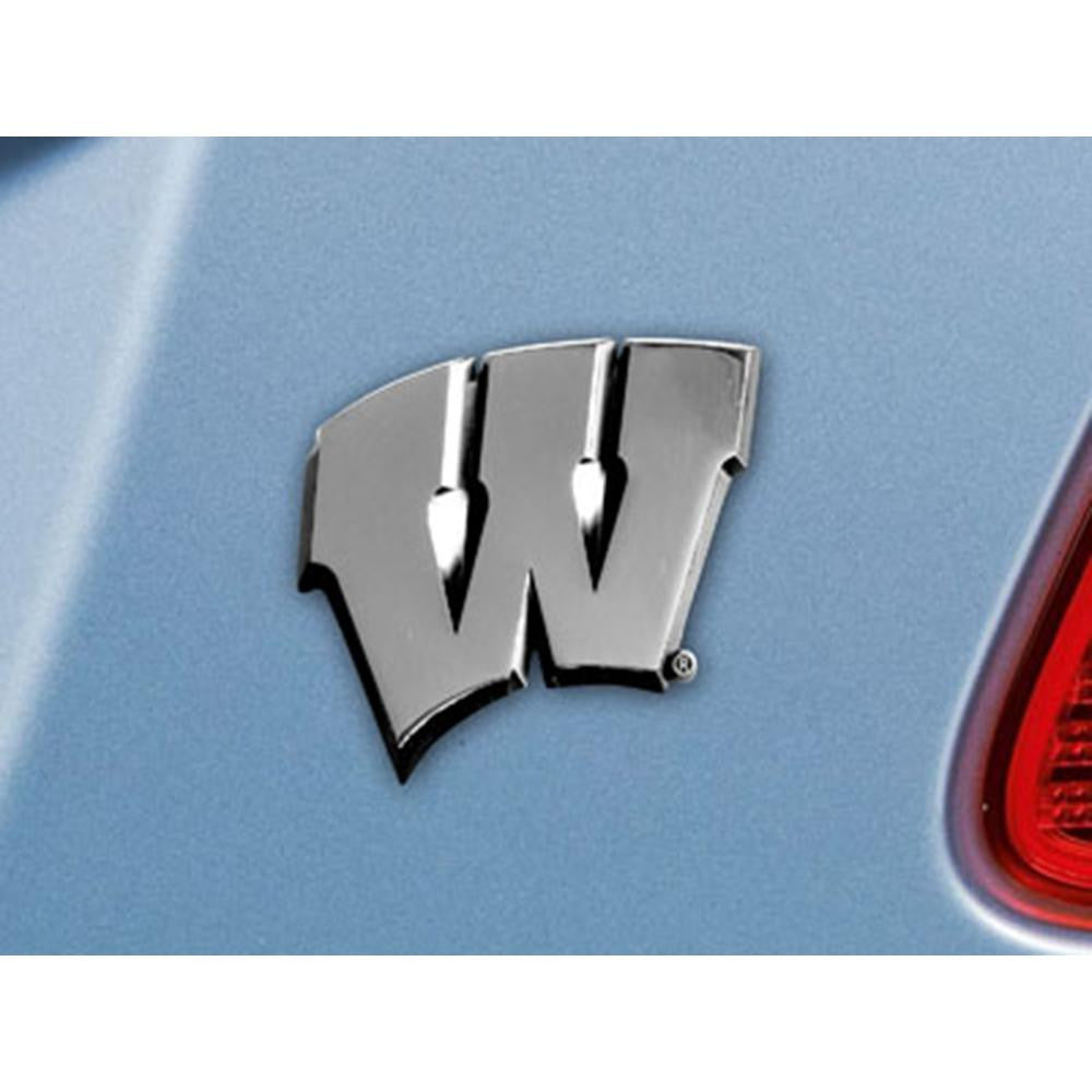 Wisconsin Badgers NCAA Chrome Car Emblem (2.3in x 3.7in)