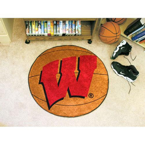 Wisconsin Badgers NCAA Basketball Round Floor Mat (29) W Logo