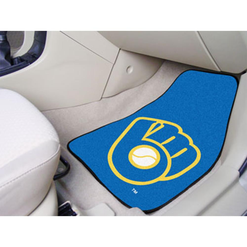 Milwaukee Brewers MLB 2-Piece Printed Carpet Car Mats (18x27)