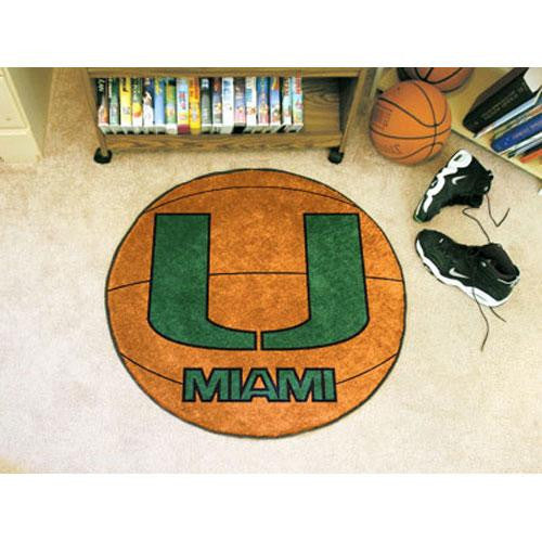 Miami Hurricanes NCAA Basketball Round Floor Mat (29) U Logo