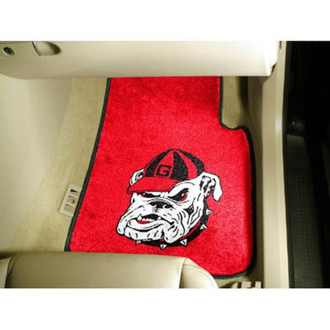 Georgia Bulldogs NCAA Car Floor Mats (2 Front) Bulldog Logo on Red