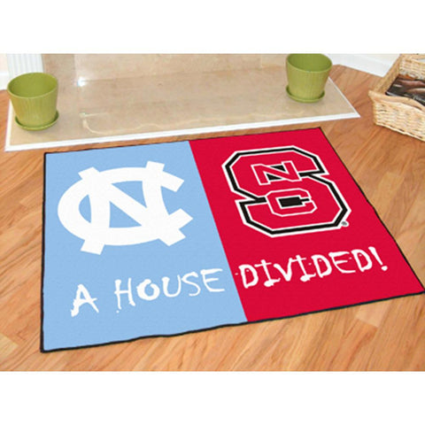 N Carolina Tar Heels- N Carolina St Wolfpack NCAA House Divided NCAA All-Star Floor Mat (34x45)