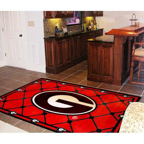 Georgia Bulldogs NCAA Floor Rug (4'x6') G Logo on Red