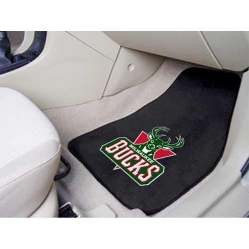 Milwaukee Bucks NBA 2-Piece Printed Carpet Car Mats (18x27)