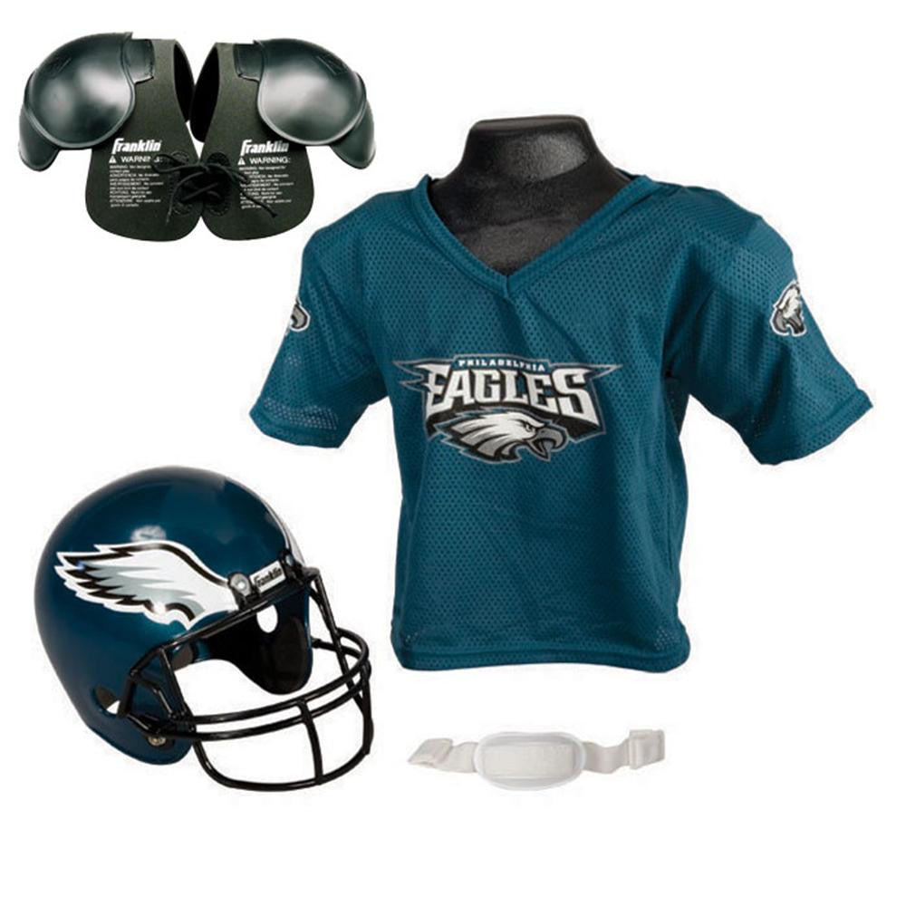 Philadelphia Eagles Youth NFL Helmet and Jersey SET with Shoulder Pads