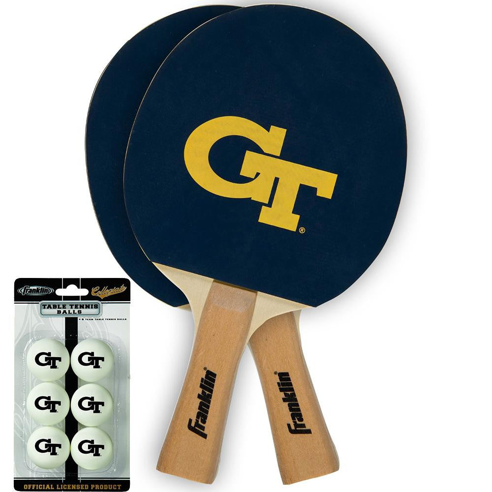 Georgia Tech Yellowjackets NCAA Table Tennis Paddles and Balls Set (2 Paddles and 6 Balls )