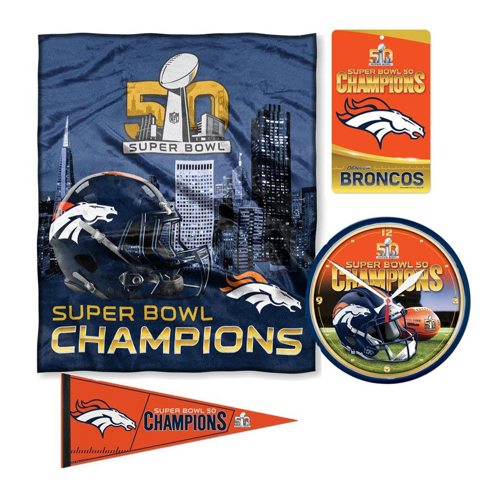 Denver Broncos NFL Super Bowl 50 Champions Bedroom Decor 4pc Set