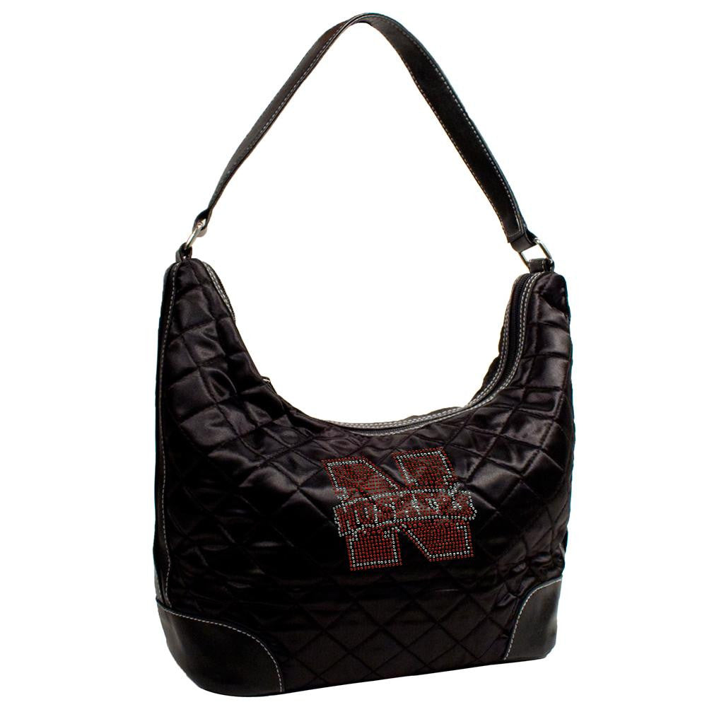 Nebraska Cornhuskers NCAA Sport Noir Quilted Hobo