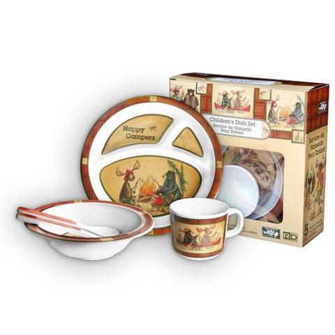 Wild Wings Happy Campers Child's 5 Piece Dish Set