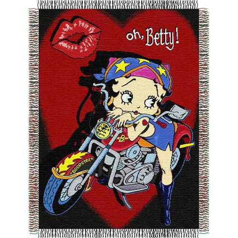 Biker Betty Boop Triple Woven Jacquard Throw (48x60)