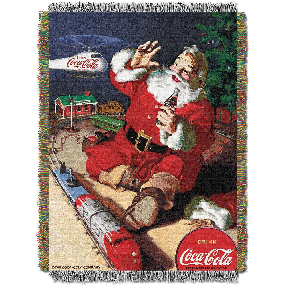 Coca-Cola (Santa Helicopter) Woven Tapestry Throw (48inx60in)