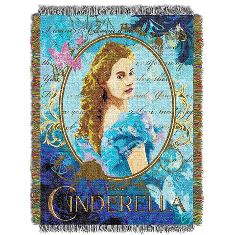 Disney Cinderella Kindness and Courage  Woven Tapestry Throw (48inx60in)