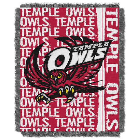Temple Owls NCAA Triple Woven Jacquard Throw (Double Play Series) (48x60)