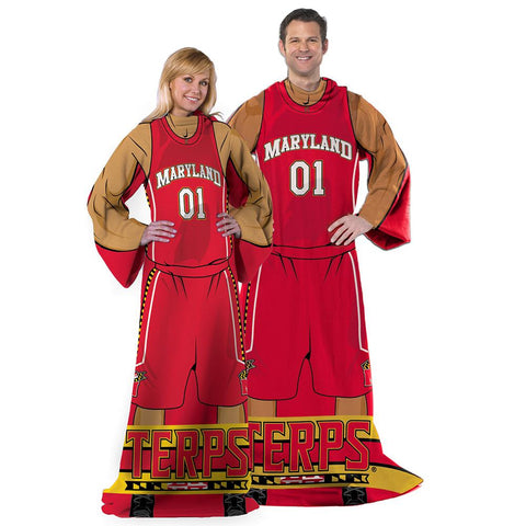 Maryland Terps NCAA Adult Uniform Comfy Throw Blanket w- Sleeves