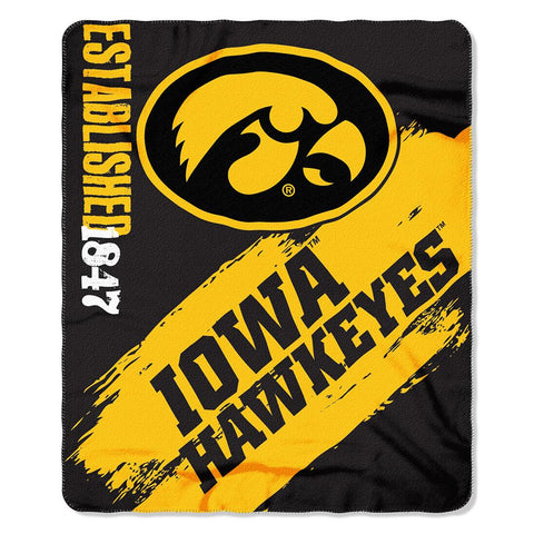 Iowa Hawkeyes NCAA Light Weight Fleace Blanket (Paint Series) (50inx60in)