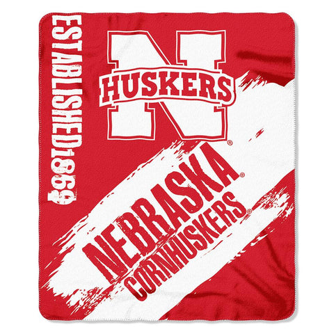 Nebraska Cornhuskers NCAA Light Weight Fleace Blanket (Paint Series) (50inx60in)