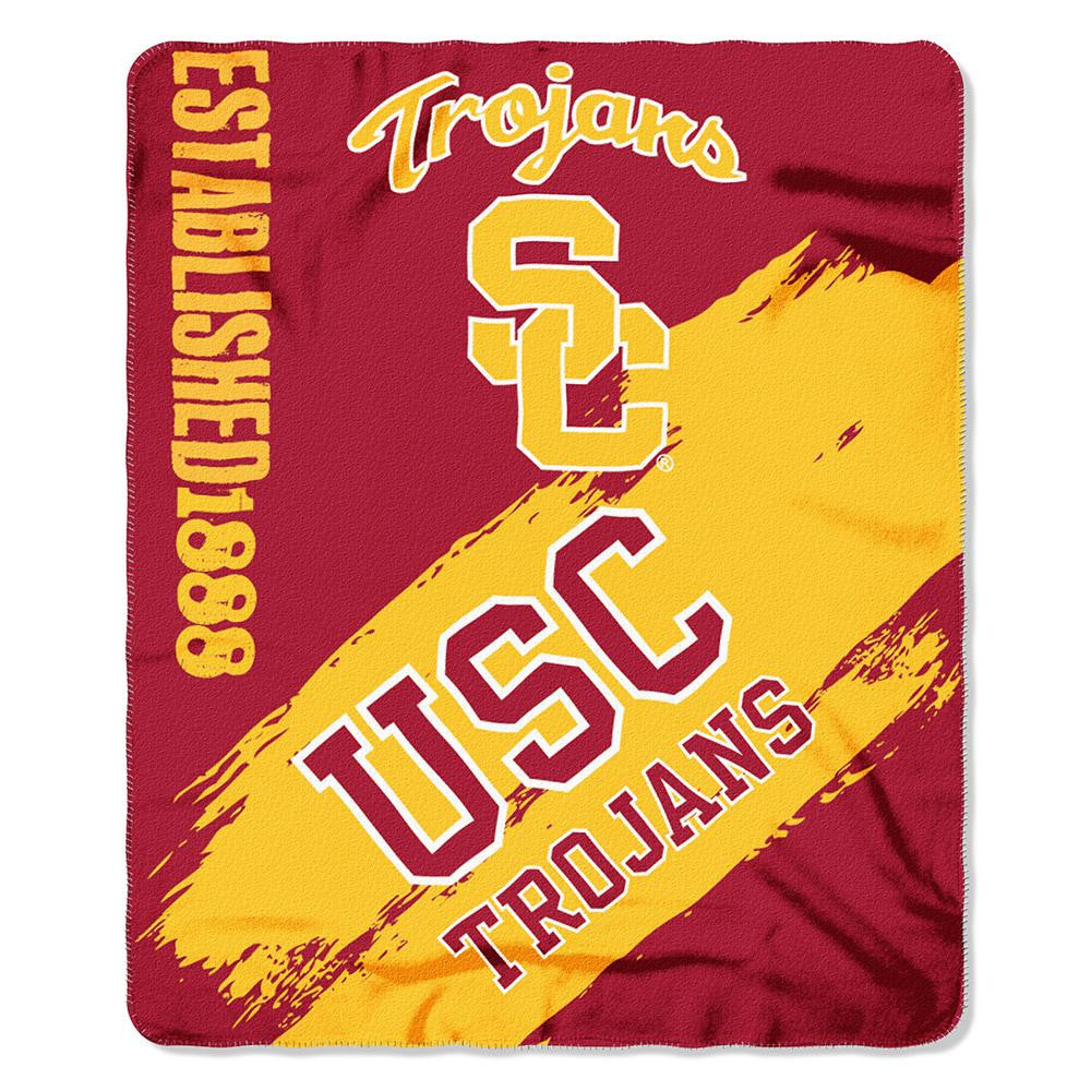 USC Trojans NCAA Light Weight Fleece Blanket (Painted Series) (50inx60in)