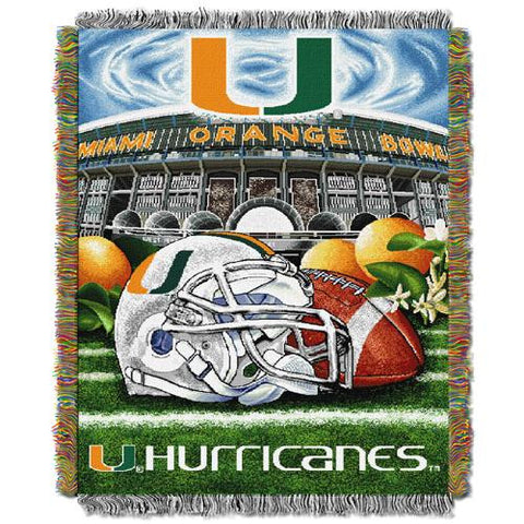 Miami Hurricanes NCAA Woven Tapestry Throw (Home Field Advantage) (48x60)