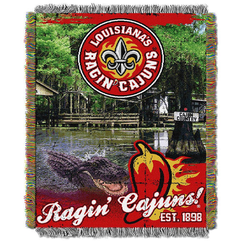 Louisiana Lafayette Ragin Cajuns NCAA Woven Tapestry Throw (Home Field Advantage) (48x60)