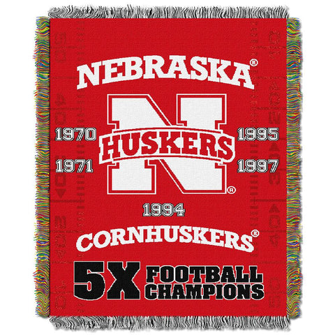Nebraska Cornhuskers NCAA National Championship Commemorative Woven Tapestry Throw (48x60)
