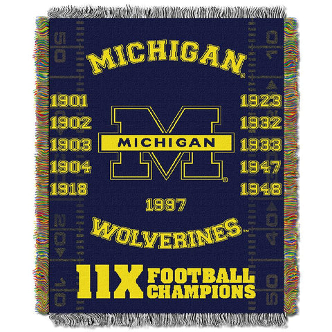 Michigan Wolverines NCAA National Championship Commemorative Woven Tapestry Throw (48x60)