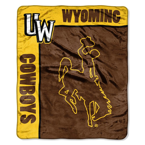 Wyoming Cowboys NCAA Royal Plush Raschel Blanket (School Spirit Series) (50in x 60in)