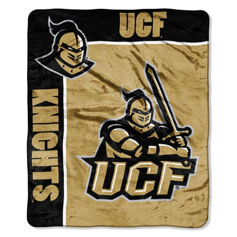 Central Florida Knights NCAA Royal Plush Raschel Blanket (School Spirit Series) (50in x 60in)