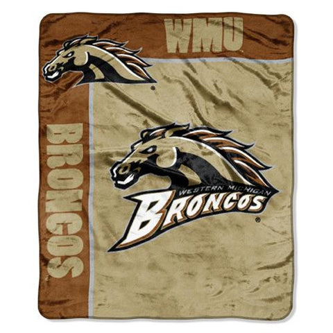 Western Michigan Broncos NCAA Royal Plush Raschel Blanket (School Spirit Series) (50in x 60in)